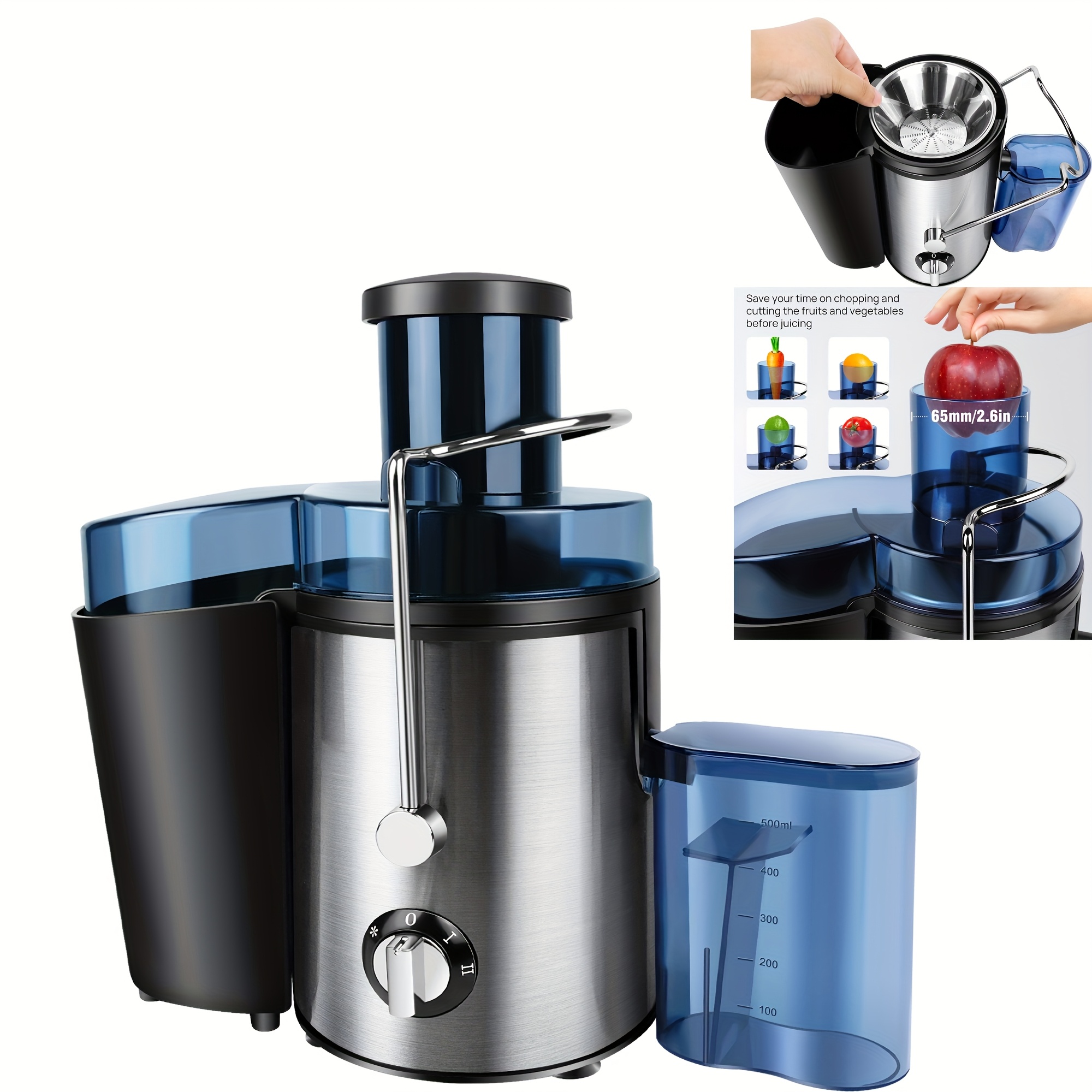 TEMU Juicer Machines With Large 65mm Feed Chute For Fruit And Vegetable, Easy To Clean Centrifugal Juicers, Dual Juicers Compact Juice Extractor