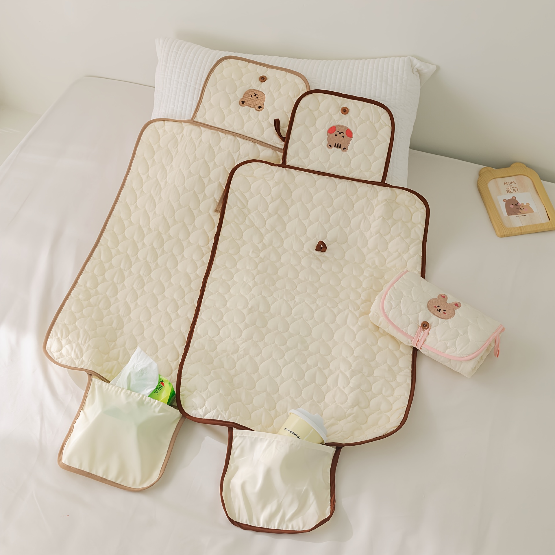 cute beige embroidered animal diaper changing pad for     details 10