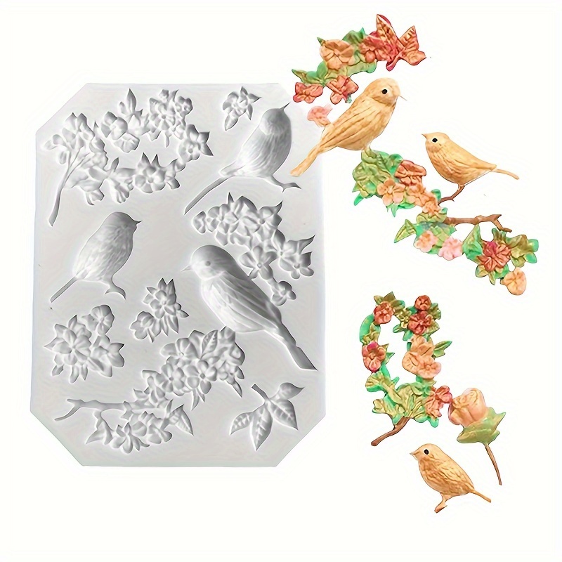 1pc Flower Bird Resin Silicone Mold Diy Chocolate Cake Candy Epoxy Moulds Baking Decoration Tool Kitchenware