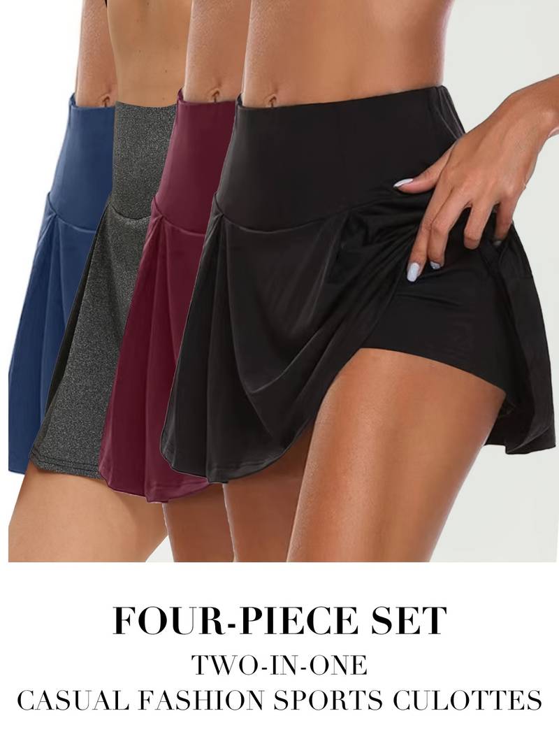 Jupe Courte De Tennis Et Yoga Pour Femme - Uni, Léger, Extensible - Idéal Sport, Décontracté, Printemps-été