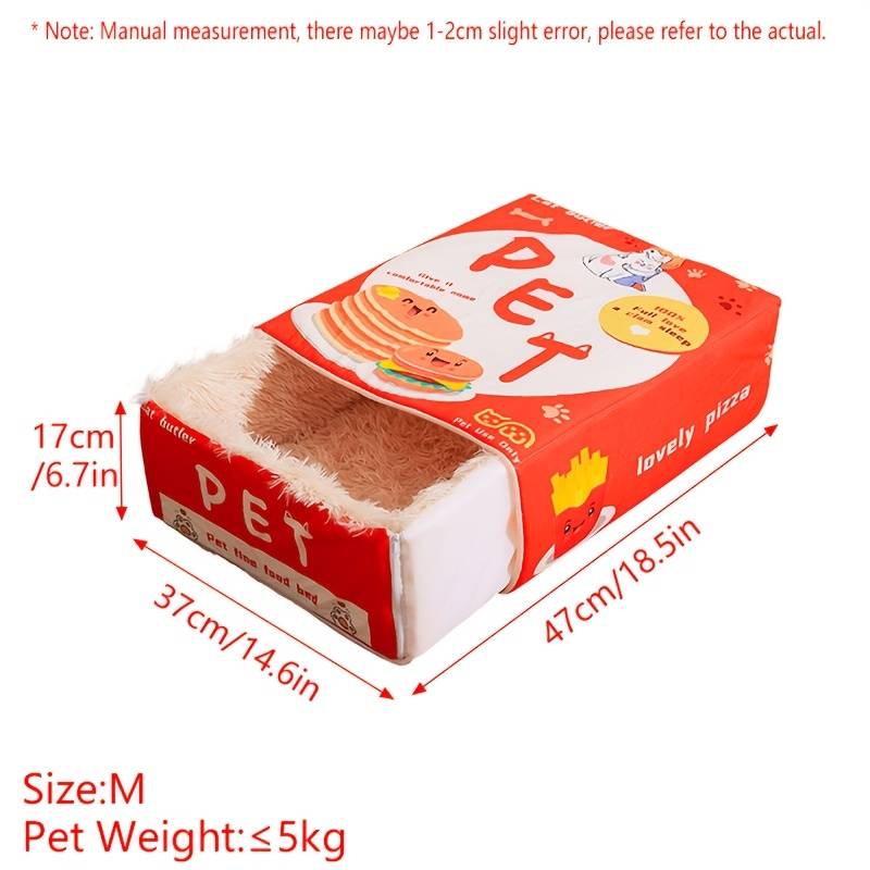 Snack Shape Cat Bed - Soft Pull-Out Cave With Zipper, Washable Pet Cushion (18.5 X 14.6 Inches)