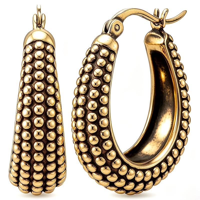 TEMU Boucles d'oreilles à doré tendance pour femmes, boucles d'oreilles à enfiler décontractées pour fêtes, cadeau de bijoux