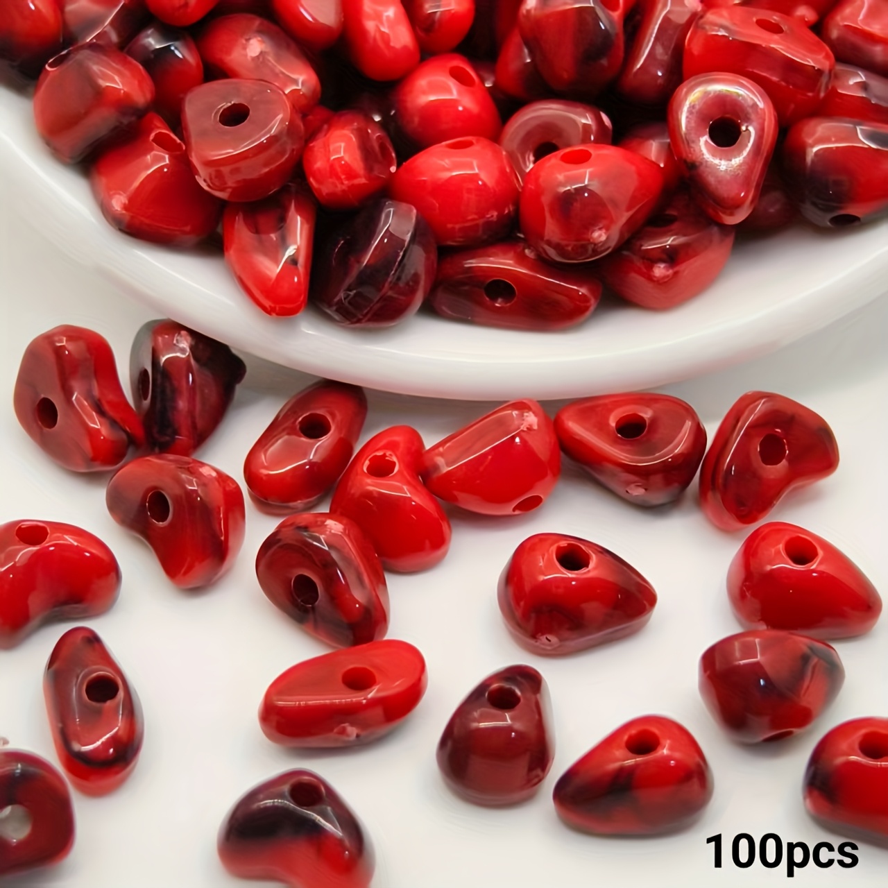 Image of 100pcs Acrylic 0.4cm-0.9cm Irregular Gradient Crushed Beads, Diy Handmade Natural Synthetic Gemstone Stringing Beads, Decorative Bead Set For Jewelry Making, Gift Set For Mom