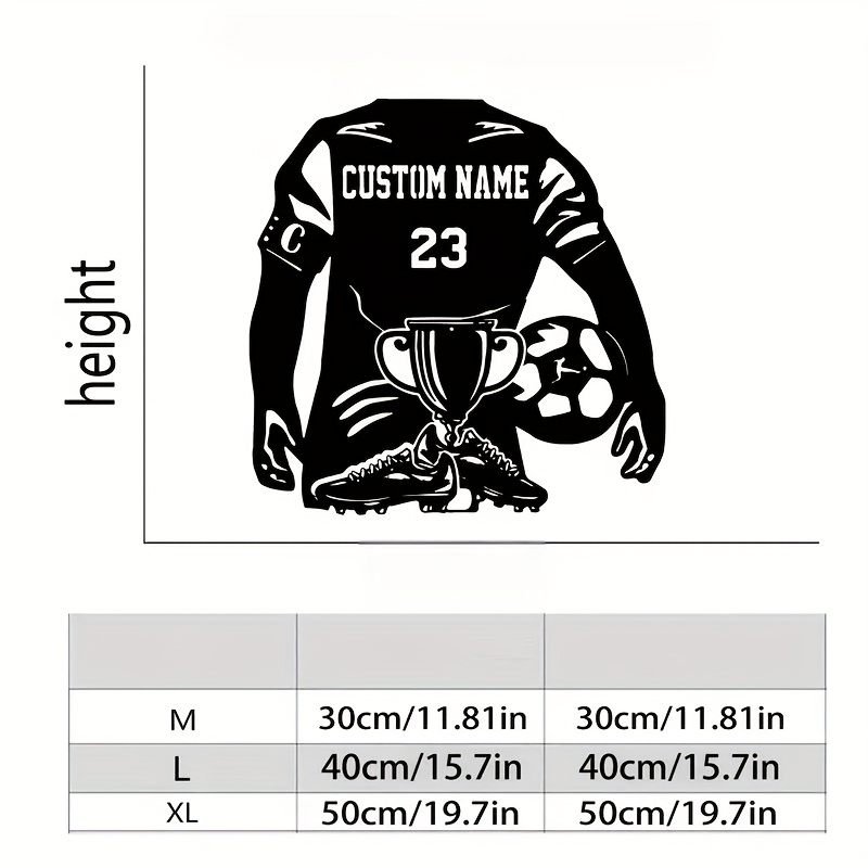 TEMU Personalized Metal Soccer Team Jersey Wall Art, Custom Team Spirit Decoration, Home Door And Living Room Wall Hanging, Outdoor Courtyard Garden