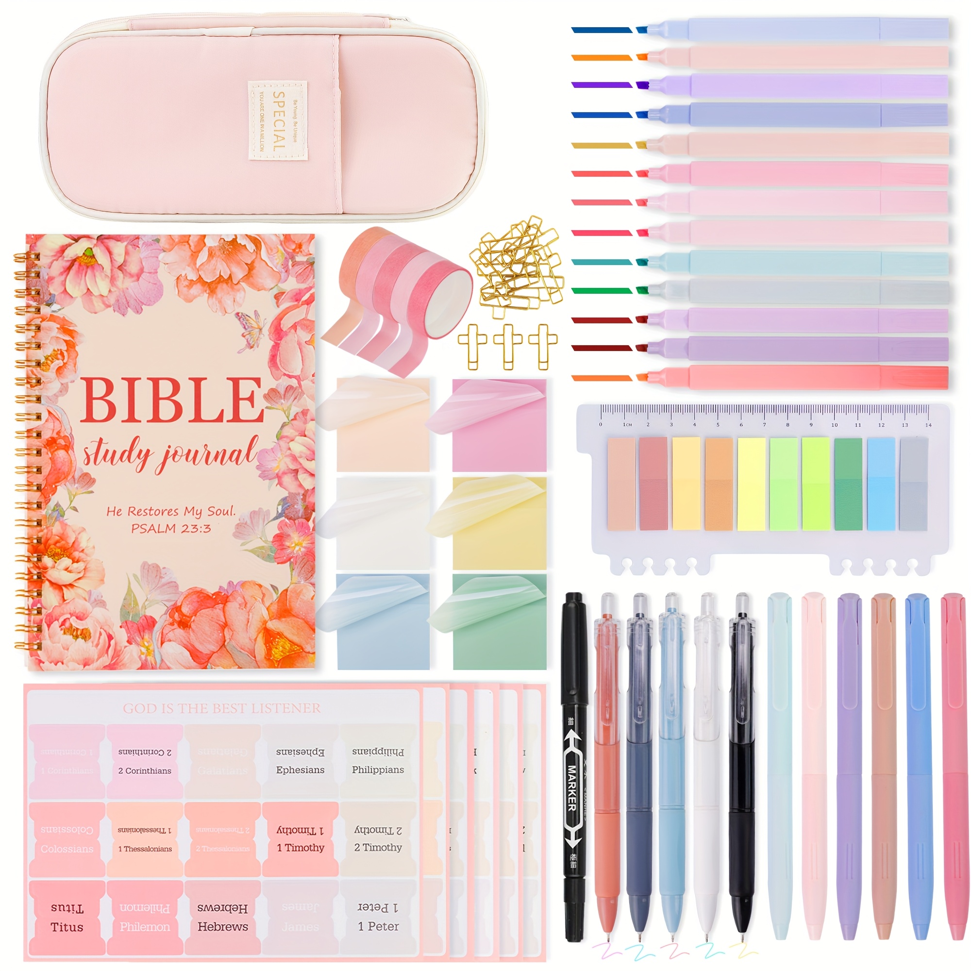 Bible Study Supplies Bible Journaling Kit For Women, Bible Study Tools For Women With Bible Highlighters And Pens No Bleed, Pencil Case Bible Accessories SetIt'S A Very Suitable Gift For Festivals