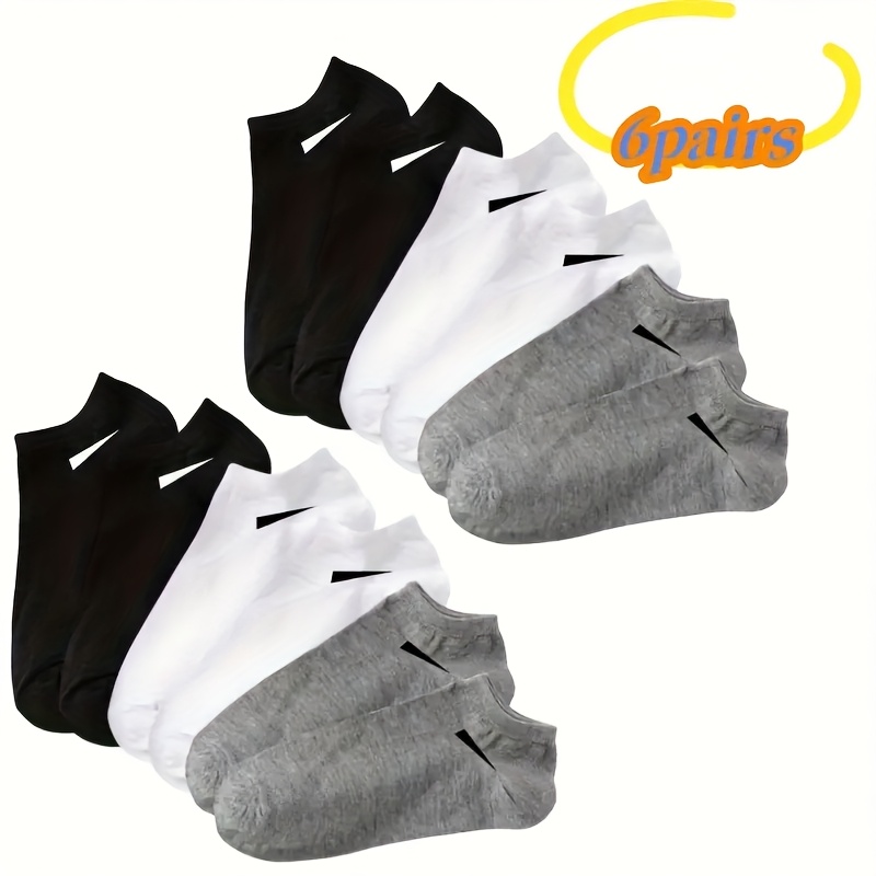 E-shop 3 Paar/6 Paar Damen Socken Herren Socken Grau Einfach Vielseitig Einfarbig Trendige Kurze Socken Modische Vielseitige Sportliche Unsichtbare