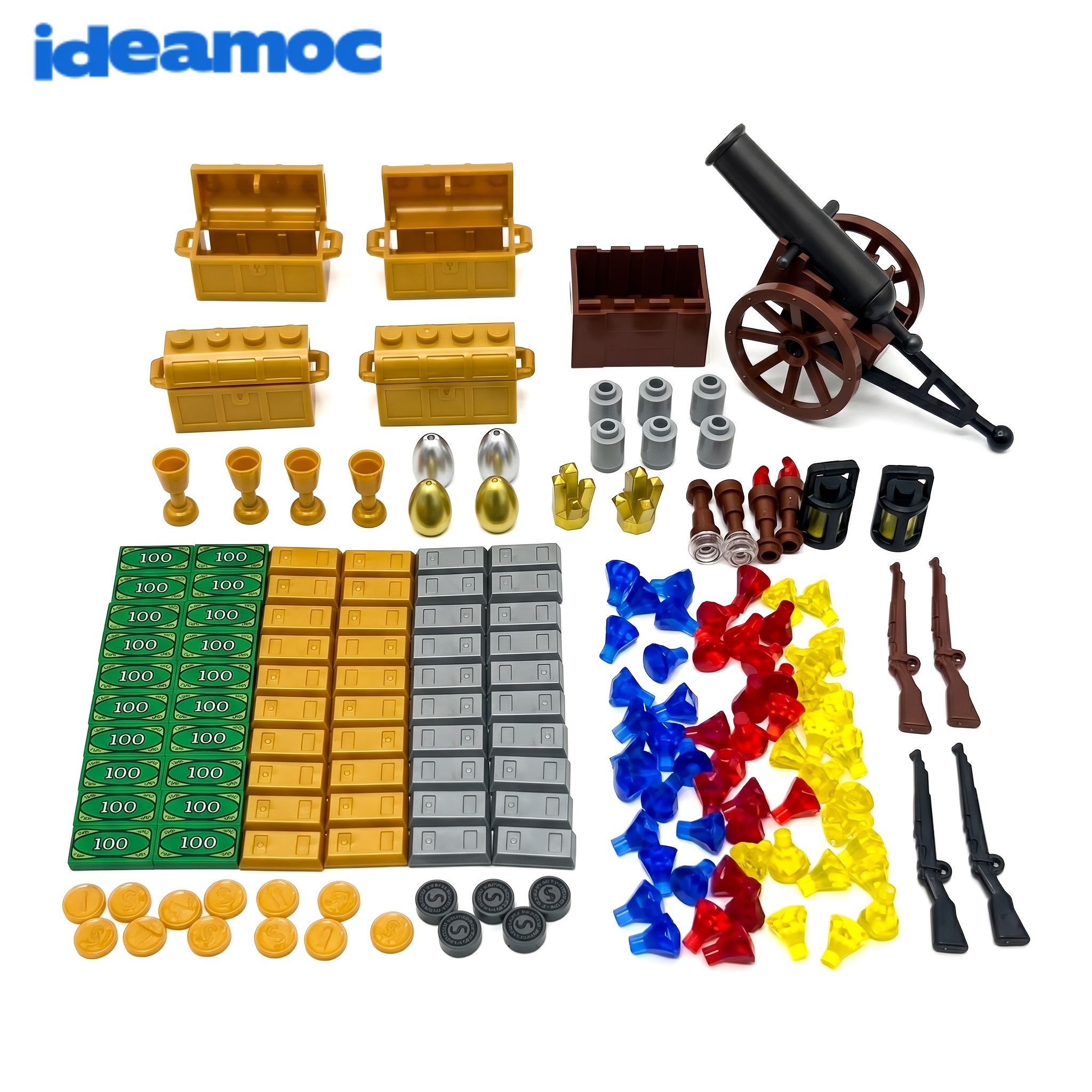Treasure Chest Gemstone Building Blocks DIY Toys with Money Pattern