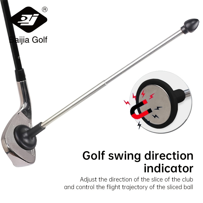 

1pc Universal Stainless Steel & Abs Magnetic Alignment Rod, Golf Swing Training Aid, Indicator Stick For Ball - Black