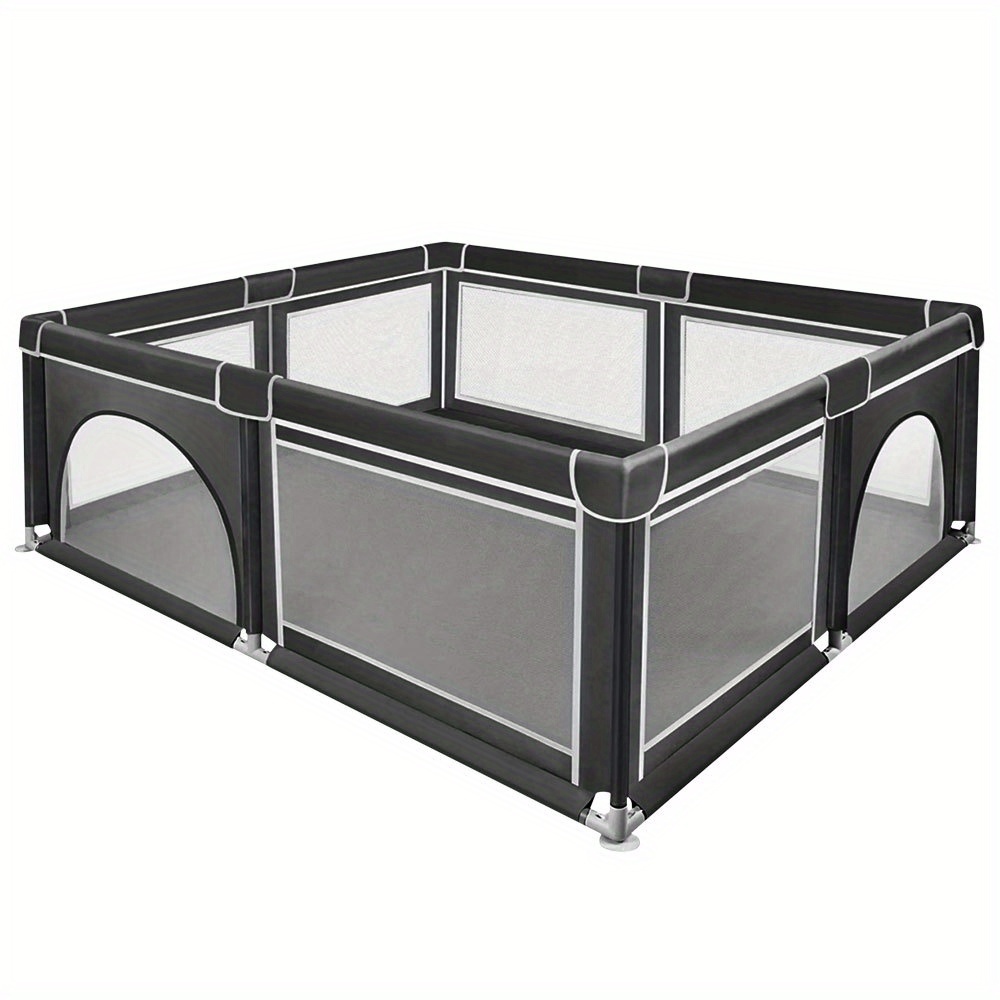 TEMU Animal Fence With Storage Bag, Multifunctional Pet Fence, Protects Pet Safety, Suitable For Living Room, 180x150x66cm, Black