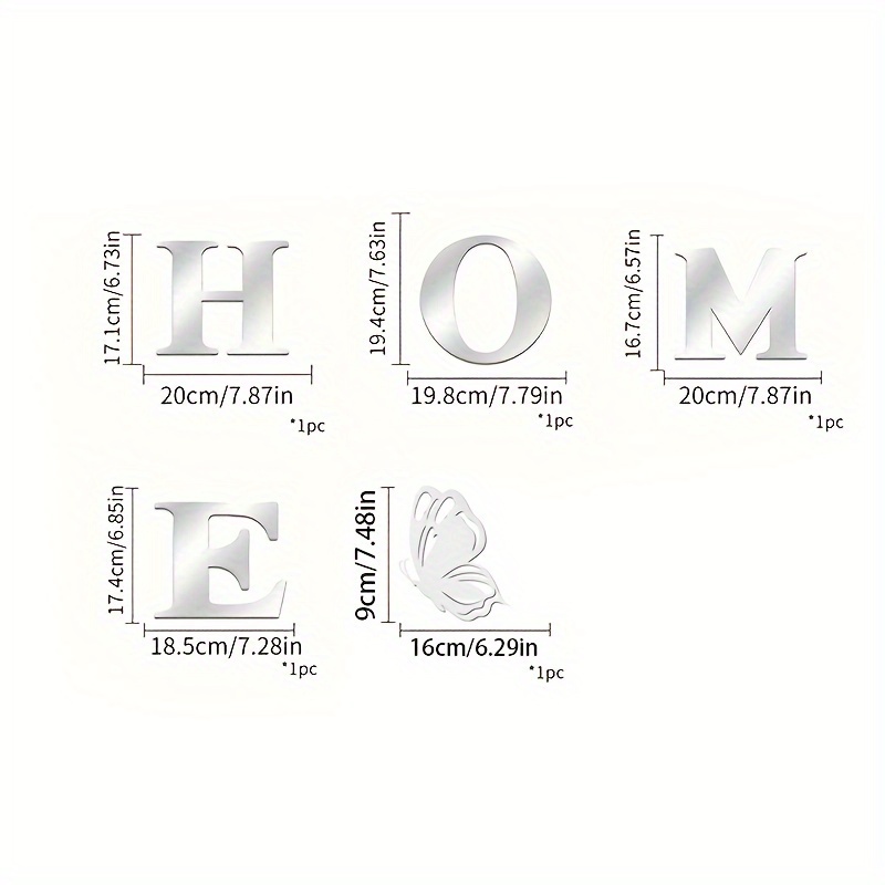 'HOME' Acrylic Mirror Set with Creative 3D Letters