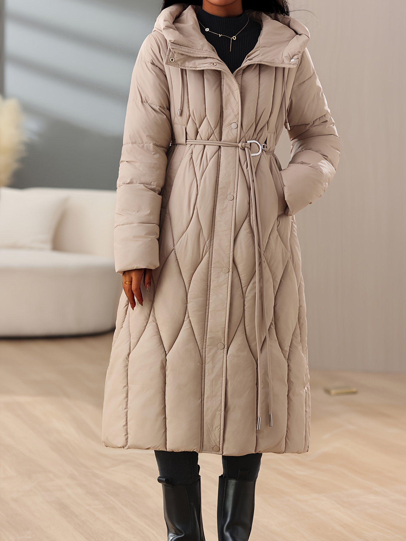womens knee length padded coat winter fit - Temu United Arab Emirates, image size:800x1066
