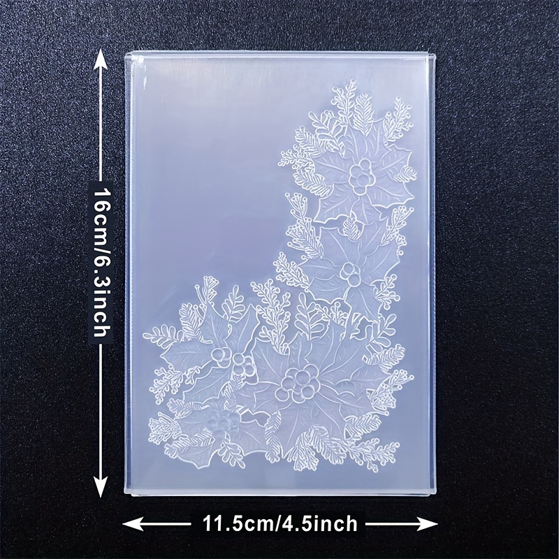 TEMU 3d Embossed Folder With Vibrant Holly Corner Design - Perfect For Christmas Crafts