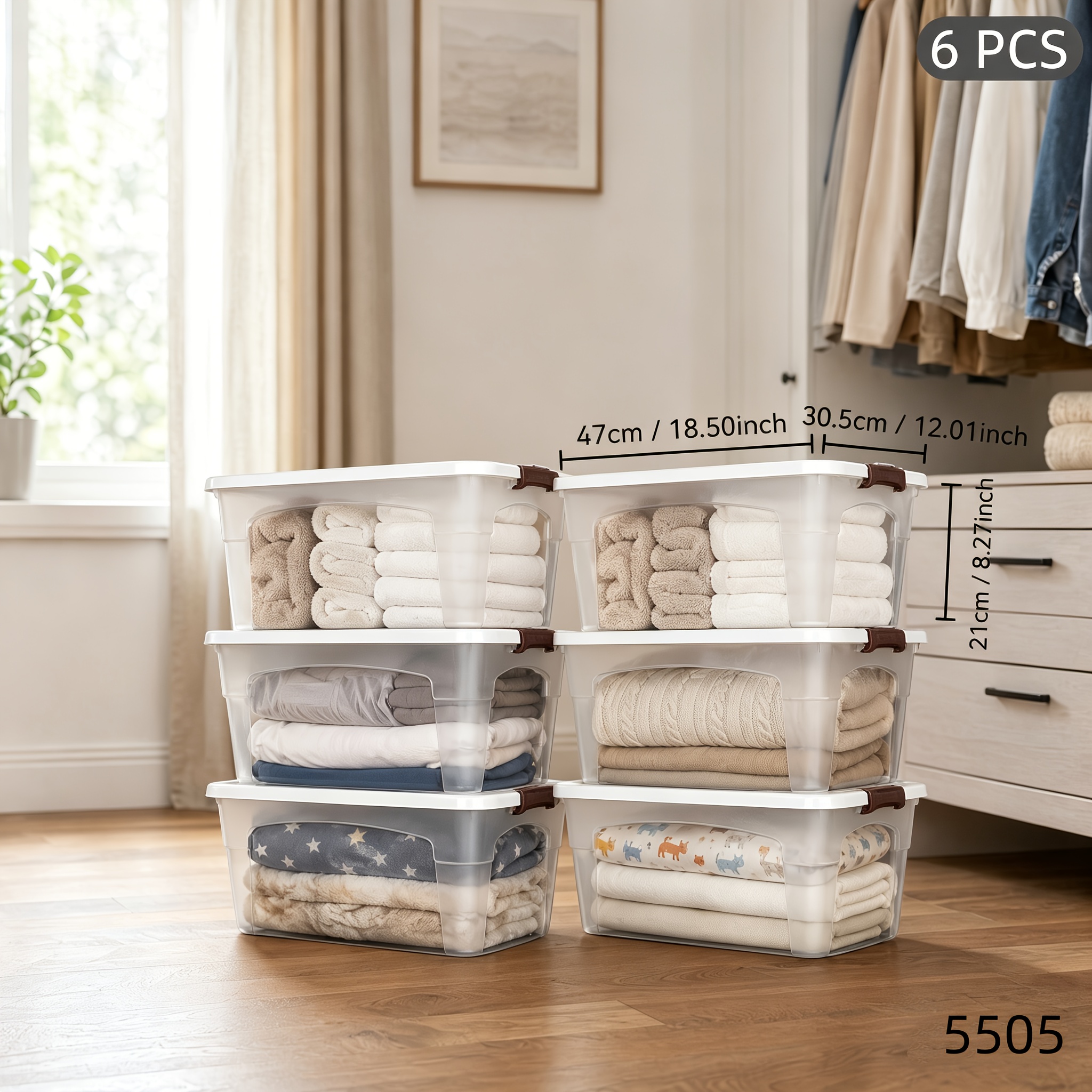 6pcs Lid-Type Storage Boxes with Handles