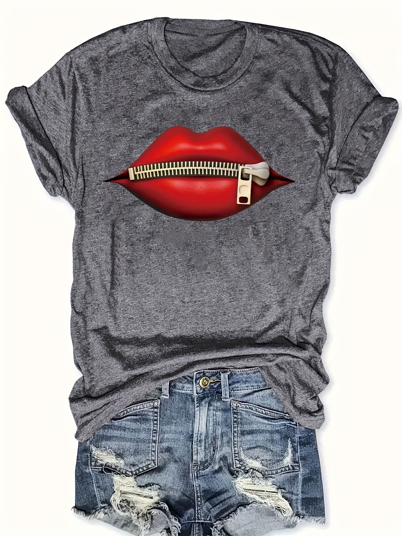 Graphic Print T shirt Plus Size Casual Crew Neck Short - Temu New Zealand