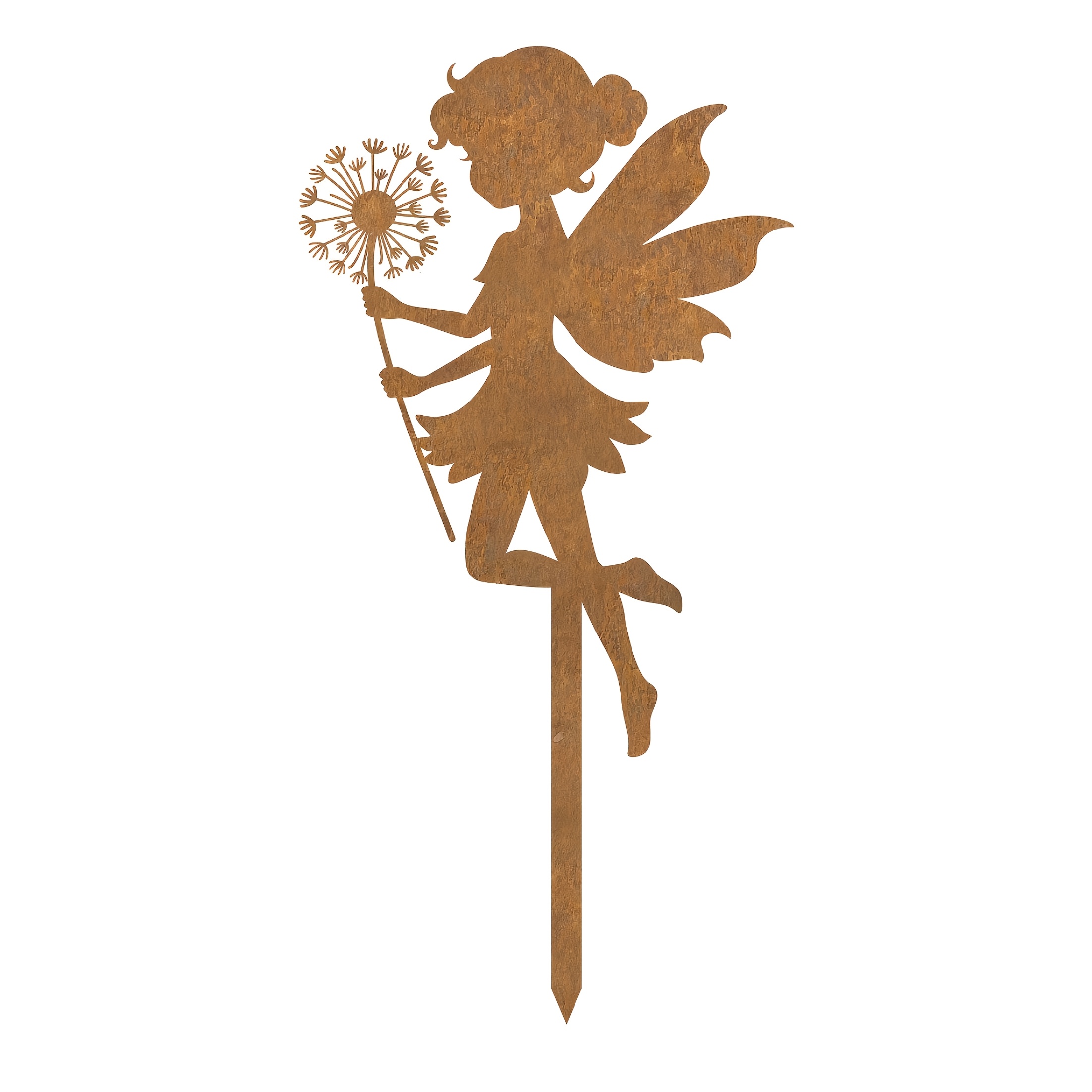 TEMU 2d Flat, [2d Flat] 2d Flat, Vintage Rusted Metal Fairy Tale Garden Stake, Retro Rust Silhouette Elf Courtyard Art Decoration, Weather-resistant