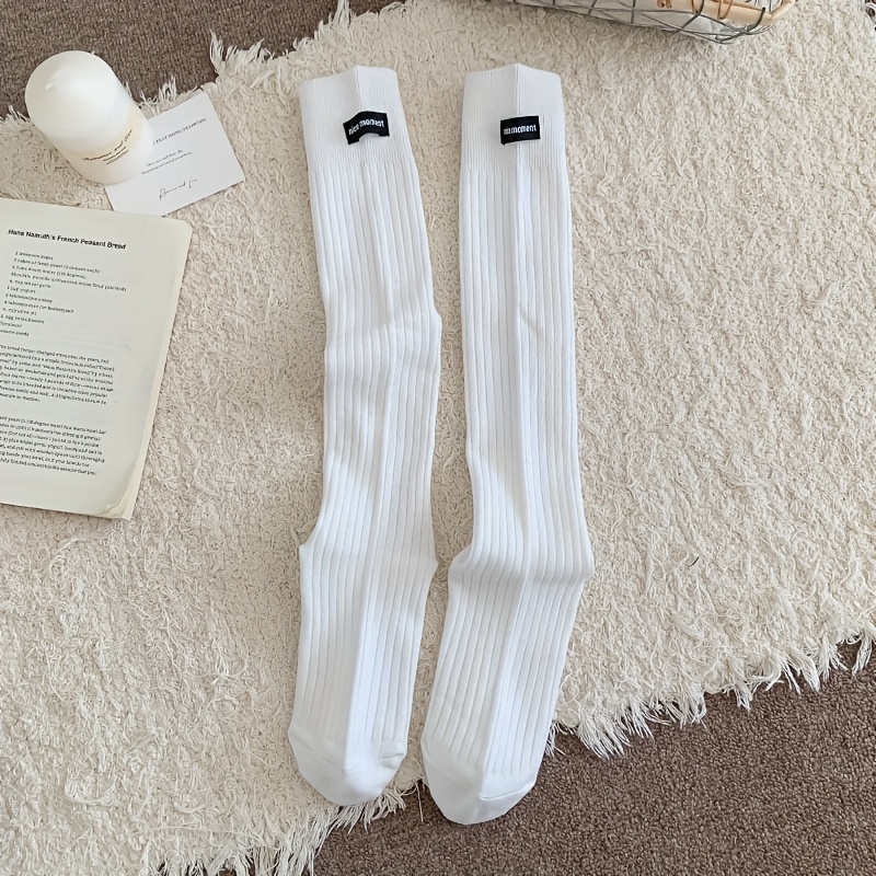 Image of 1 Pair Of Women' Color Fashionable Knee-high Stockings, Versatile And Simple, In A Trendy Style
