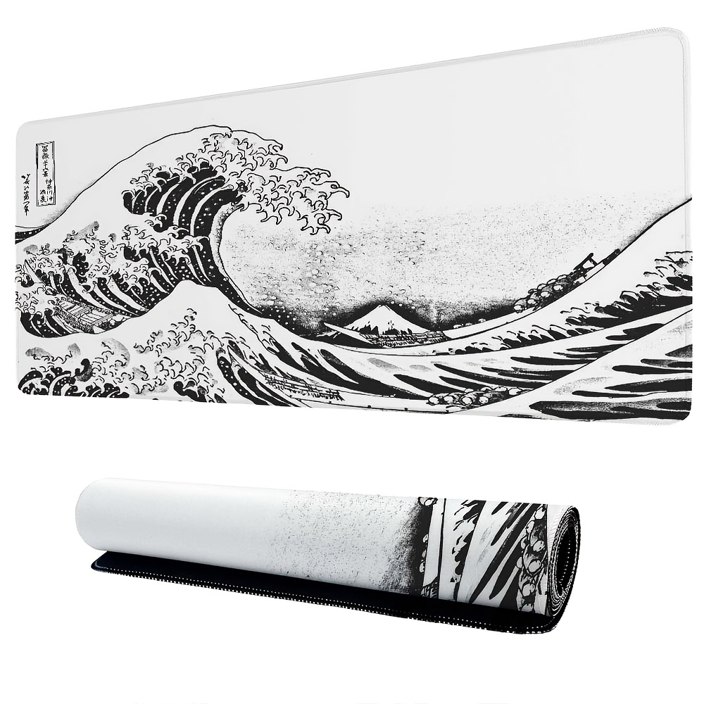 

Japanese Art Great Waves Xl Mouse Pad - Non-slip, Hd Gaming & Office Desk Mat, Rectangular Rubber Playmat