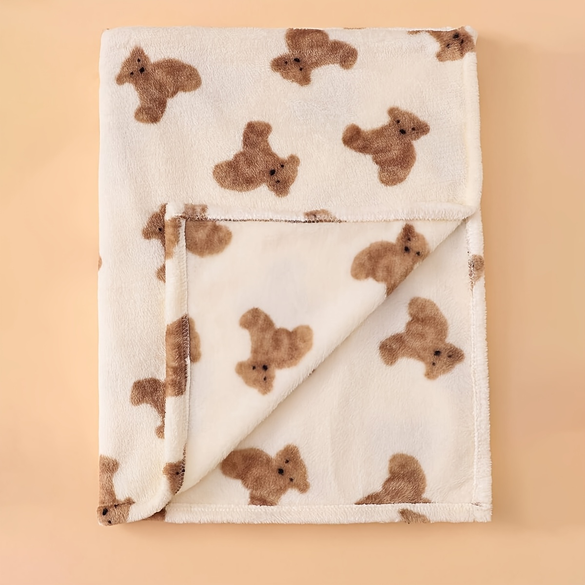 1pc Cartoon Bear Pattern Soft And Comfortable Baby Blanket, Stroller Cover, Blanket Suitable For Baby Use