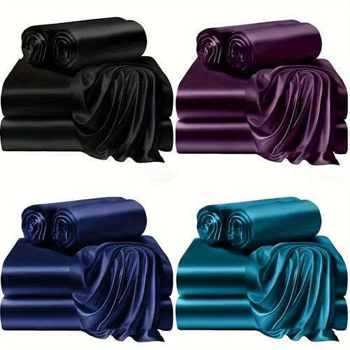 luxurious 4pcs light luxury silky colorful dot set with 1 fitted sheet 1 sheet 2 pillowcases suitable for home bedrooms guest rooms and hotels of high quality comfortable and durable