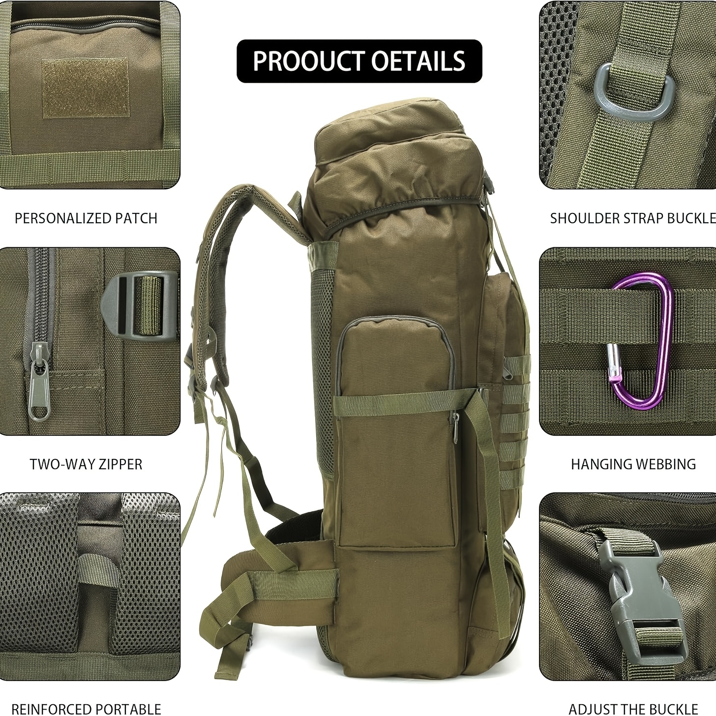  65l large outdoor hiking backpack durable oxford fabric multi compartment versatile design for camping trekking travel ideal gift for Product details 4
