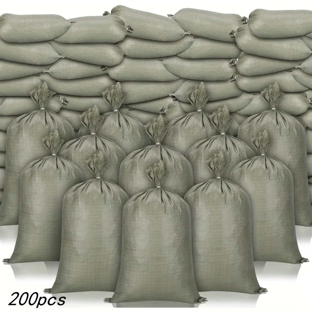 

Pack Of 200 Durable Polypropylene Sandbags – Empty Woven Bags For Flood Control, Emergency Sandbag Barrier, Hurricane Protection &