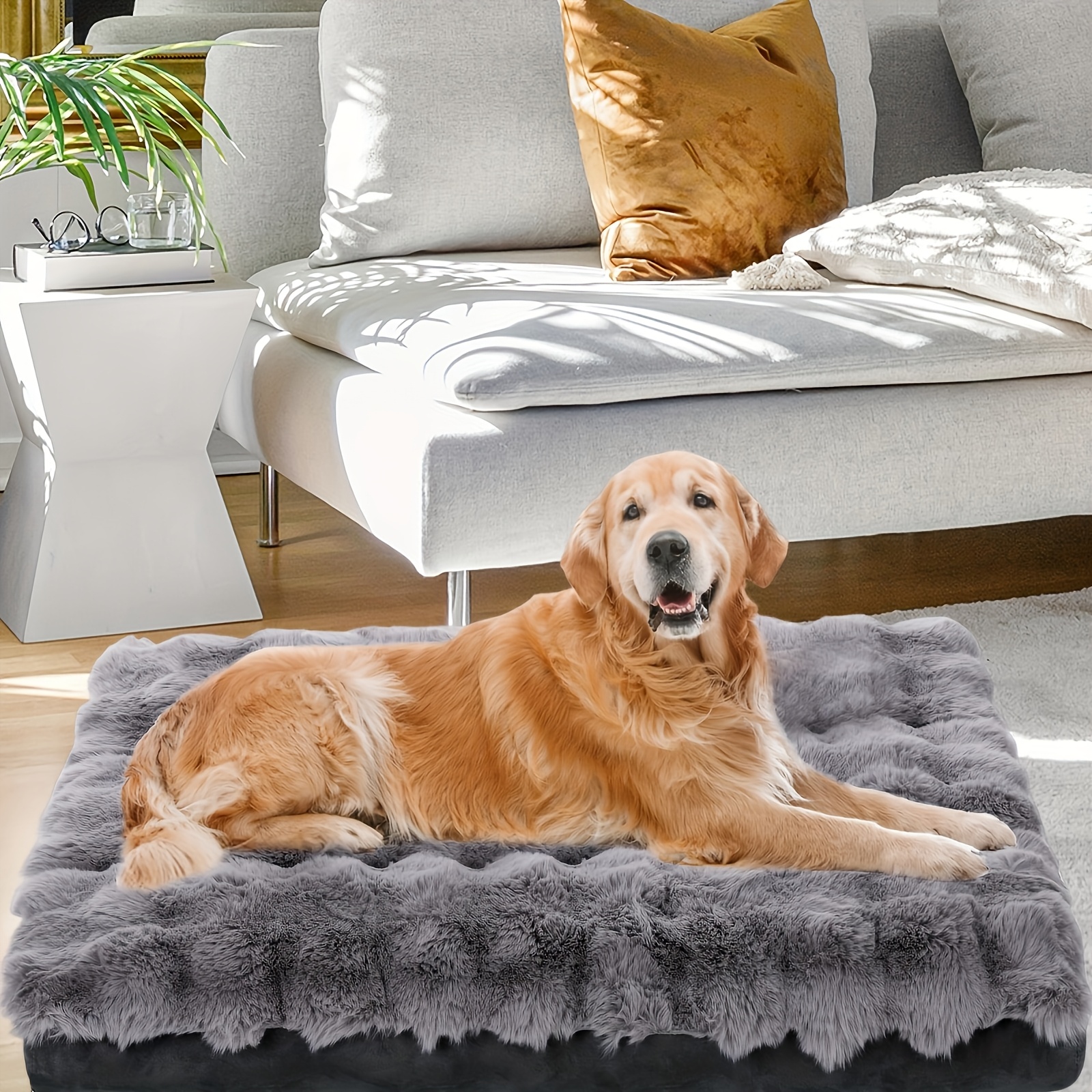 

Extra Large Orthopedic Dog Bed, Soft Plush Fur Fluffy Dog Mat With Removable Washable Cover & Anti-slip Bottom Machine Washable