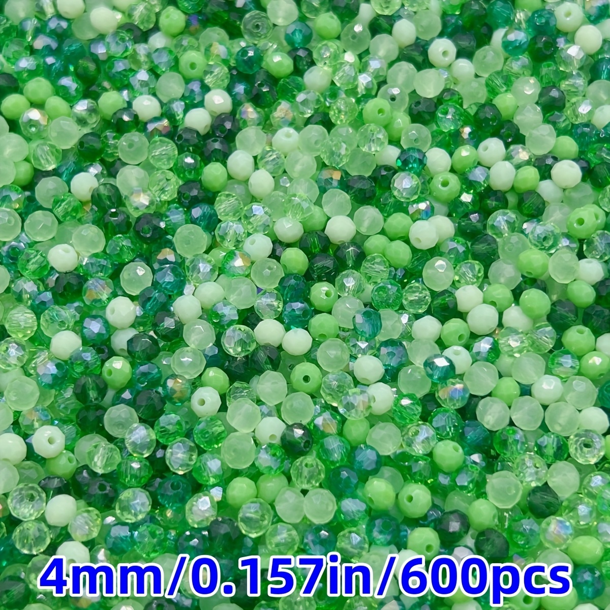 E-shop 600 Stk./4 mm Facettierte, flache, grüne Serie, zufällige, gemischte Farbe, Glasperlen, dekorative Perlen, geeignet für Schmuck-Spacer-Perlen,