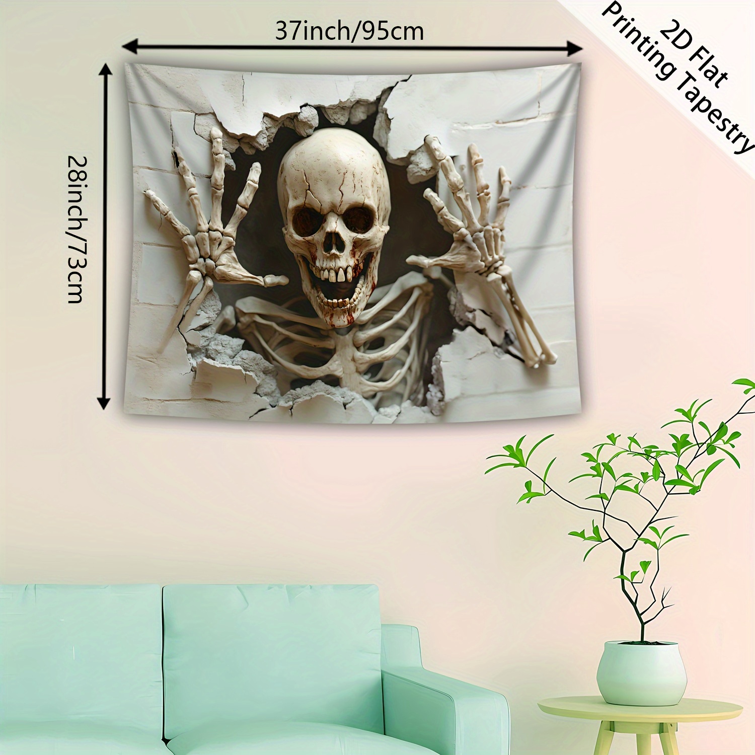 Halloween Skelett Wandteppich Hd Digitaldruck Polyester Deko_voghion.com
