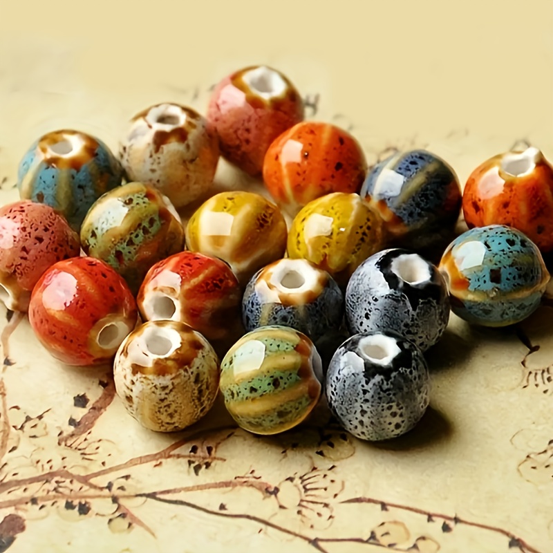 

30pcs 8mm Vintage Watermelon Ceramic Beads - , Keychains & Crafts