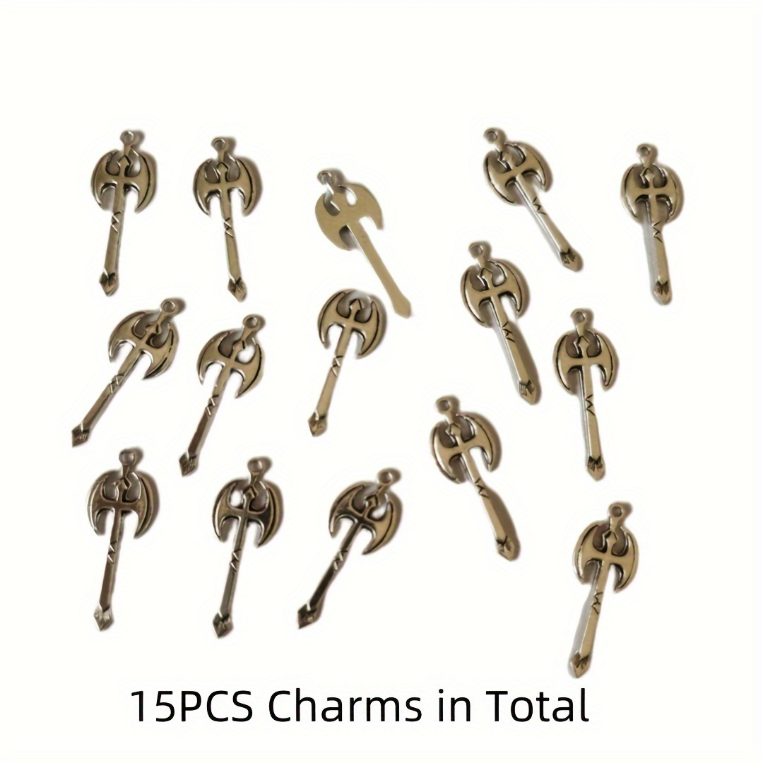 15pcs Classic Silvery Metal Axe Charms 37mm For Jewelry Making