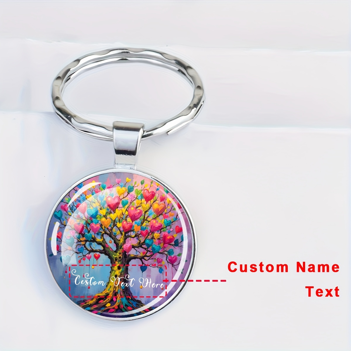 Custom Text Life Tree Keychain Personalized