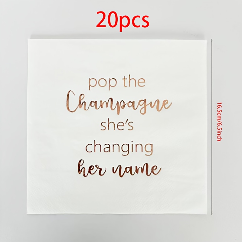 TEMU 20pcs/40pcs/100pcs Rose Golden Bachelorette Napkins Pop The Champagne Beverage Napkins Napkins Bridal Shower Dessert Napkins Bachelorette Bridal
