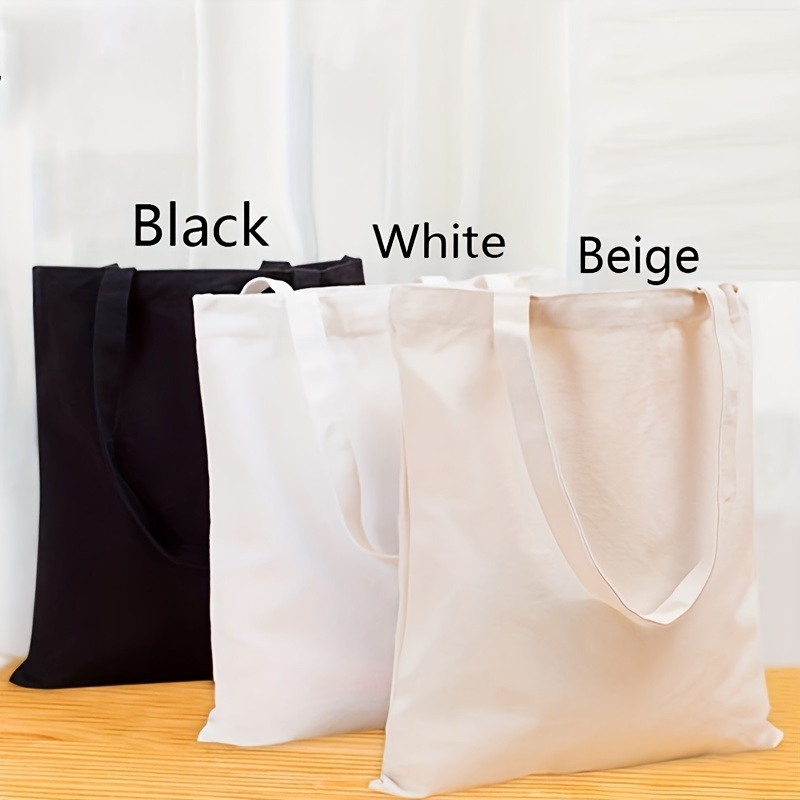 

5pcs/10pcs/20pcs Blank White Canvas Tote Bag, Any Printed Large Capacity Shoulder Bag, Perfect Shopping Bag, Handbag