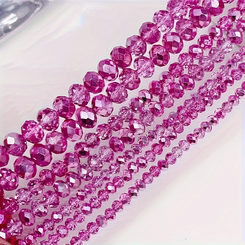 

Perles de verre pour la fabrication de bijoux, artisanat de bricolage - Assortiment de perles de verre rose cristal de 6 mm et 8 mm pour bracelets, colliers et accessoires pour cheveux