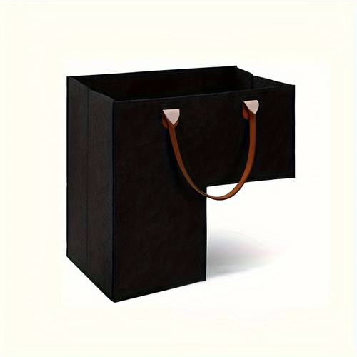 1pc large capacity foldable felt storage basket with sturdy handles modern portable stair organizer for toys books clothes socks durable polyester blend fabric basket for laundry toys books storage foldable storage basket sleek textured design