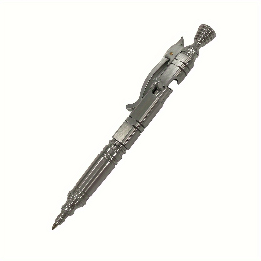 Image of 1pc Stainless Steel Ballpoint Pen, Edc Outdoor Writing Tool, Stylish Business Signature Pen, Exquisite Handcrafted Metal Pen