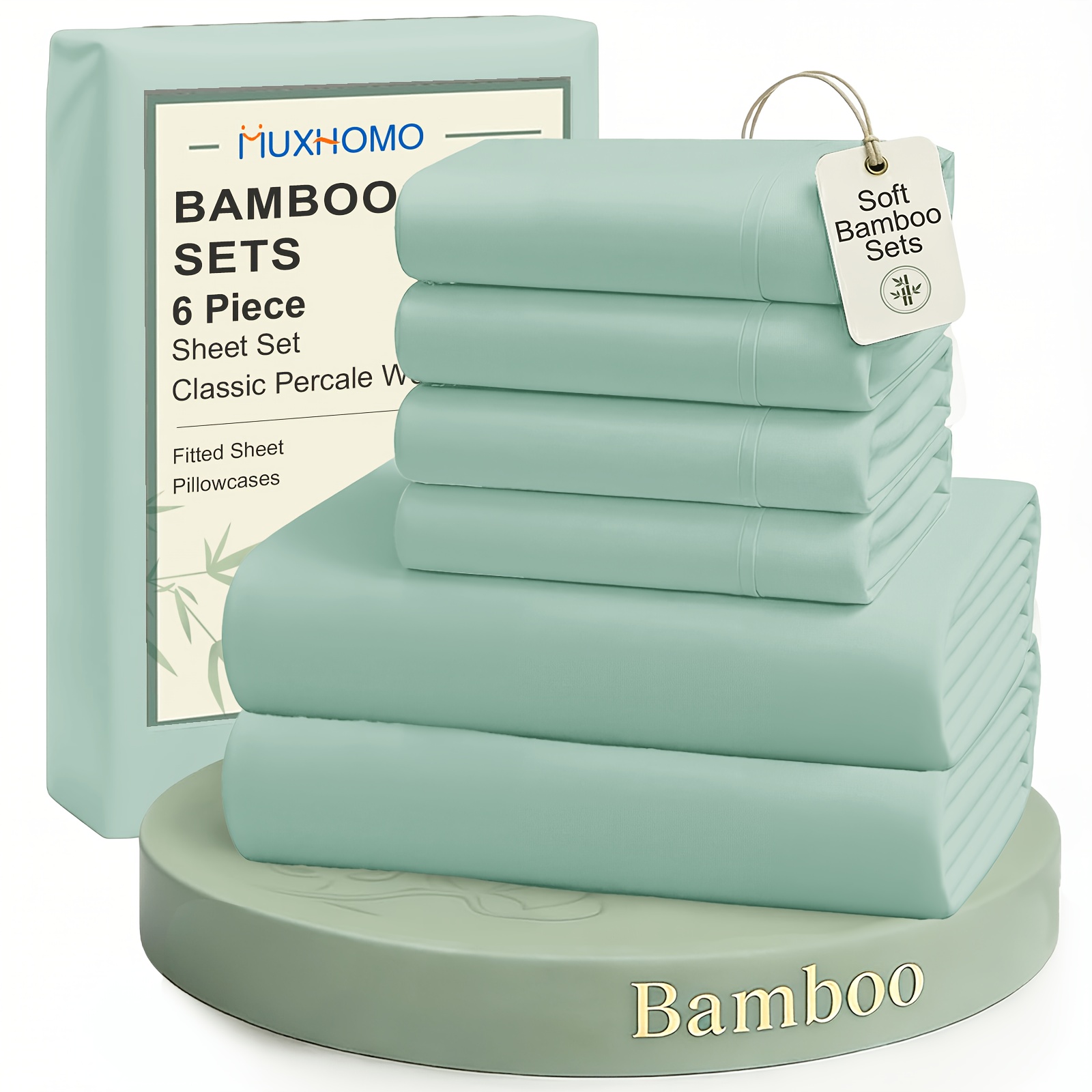 TEMU Cooling Bamboo Sheet Sets - Soft 2000- Luxurious Kids 4/6 Queen Size Sheets, 16-inch Deep Pocket Fitted Sheet, Designed For Moisture-wicking And