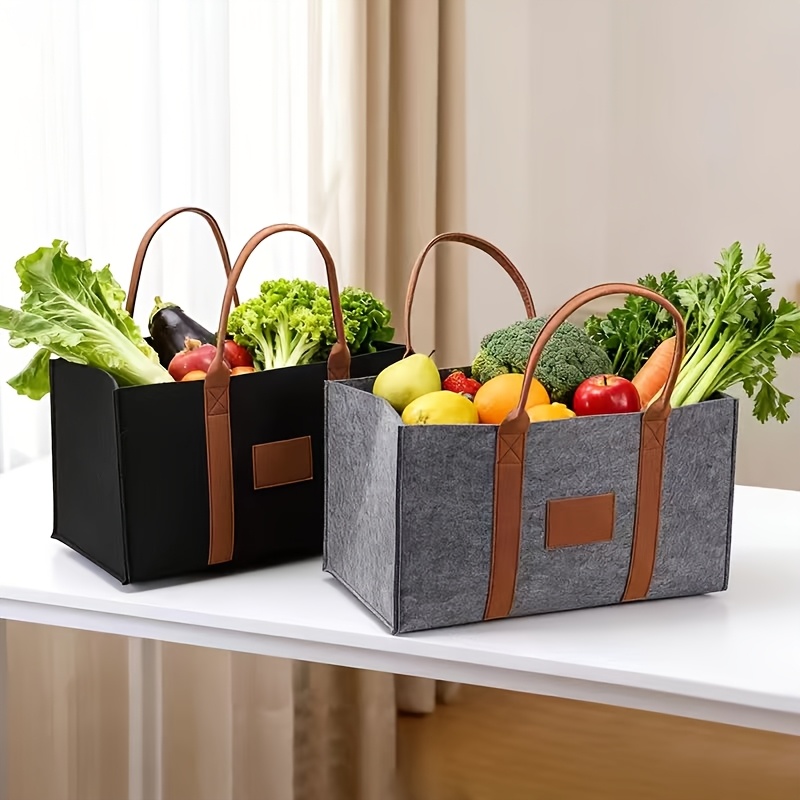 TEMU Large Capacity Tote Bag 2pcs Set, Handbag For Grocery Shopping, Carrying Firewood, And Heavy Items, Handbag Storage Basket