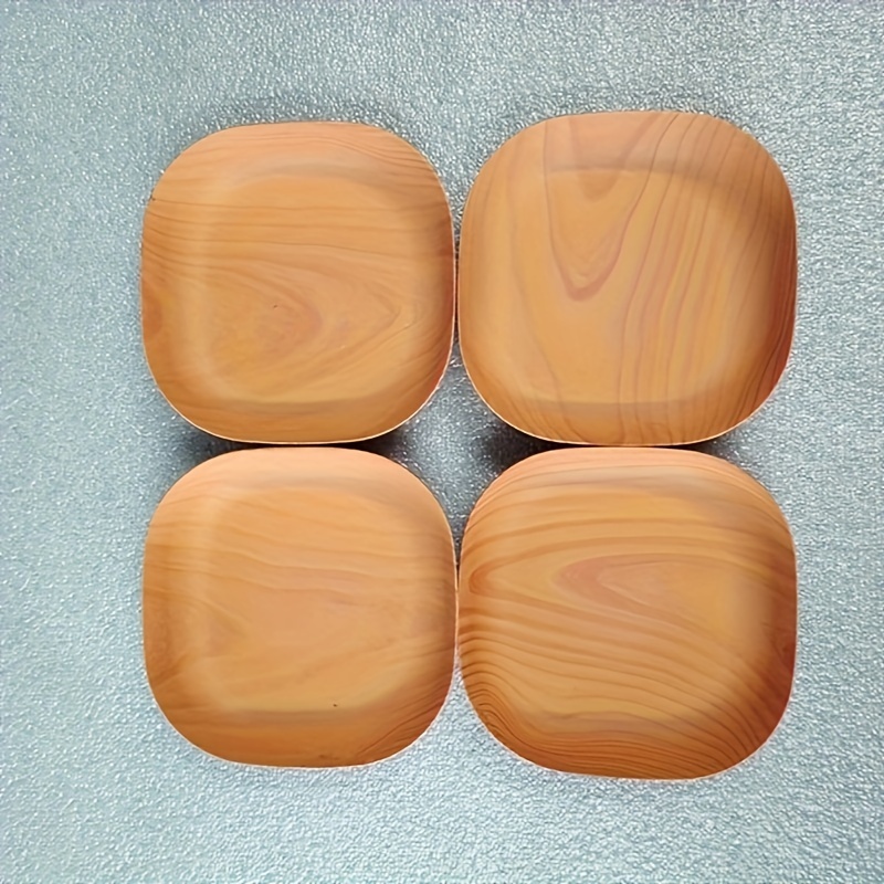 

10-piece Reusable Faux Wood Plastic Serving - Uncharged Serving Dishes For Sushi, Snacks, Appetizers, Fruits - , Washable Plates For Kitchen & Table Decor