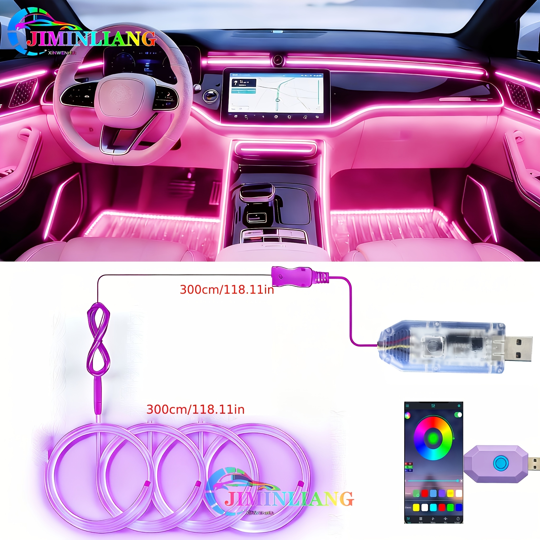 TEMU Led Strip Lights For Featuring Wireless App And Remote Control, Rgb Ambient Lighting Kits With 114 Inches Of , Offering 16 Million Color Options