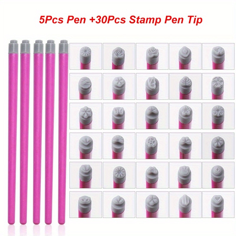20/35pcs Nail Pen Set Flower Design Stamping Pens 3s Quick Design Tools With Patterns Beginner Manicure Essential