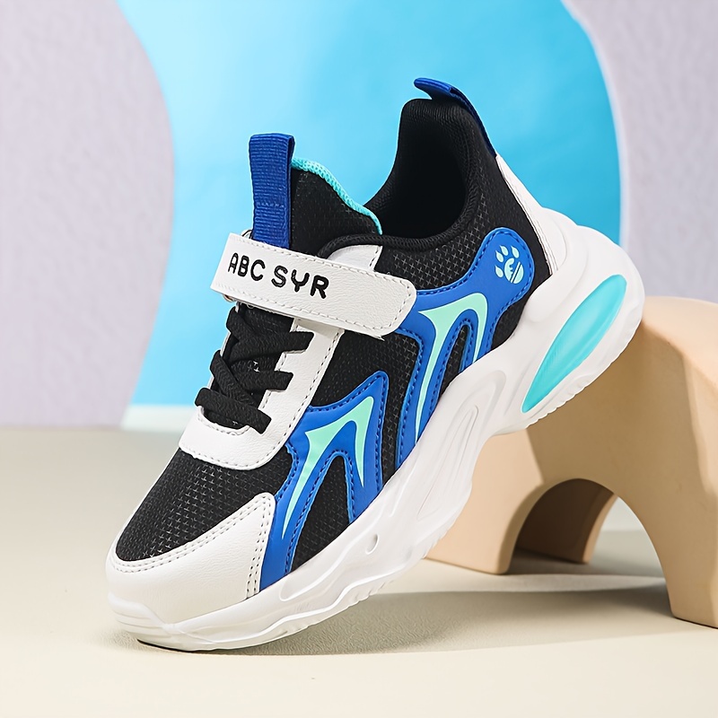 Jugendsport-Sneakers Low-* Ganzjahres-Sportschuhe mit Klettverschluss,  Freizeit- und Laufschuhe mit rutschfester EVA-Sohle, atmungs*s Obermaterial  aus