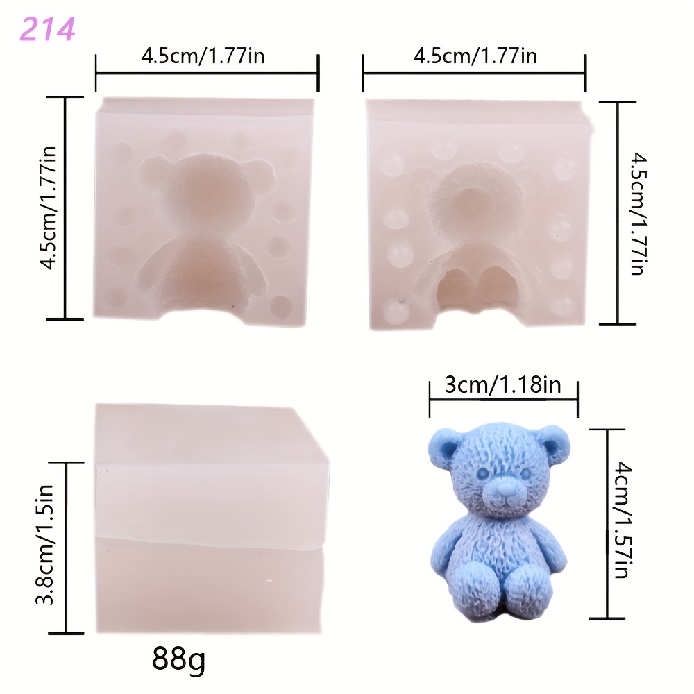 E-shop Silikonform von Sitzendem Bären, Zweiteiliges Set für Bastelarbeiten Niedlicher 3D-Bär DIY Zubehör