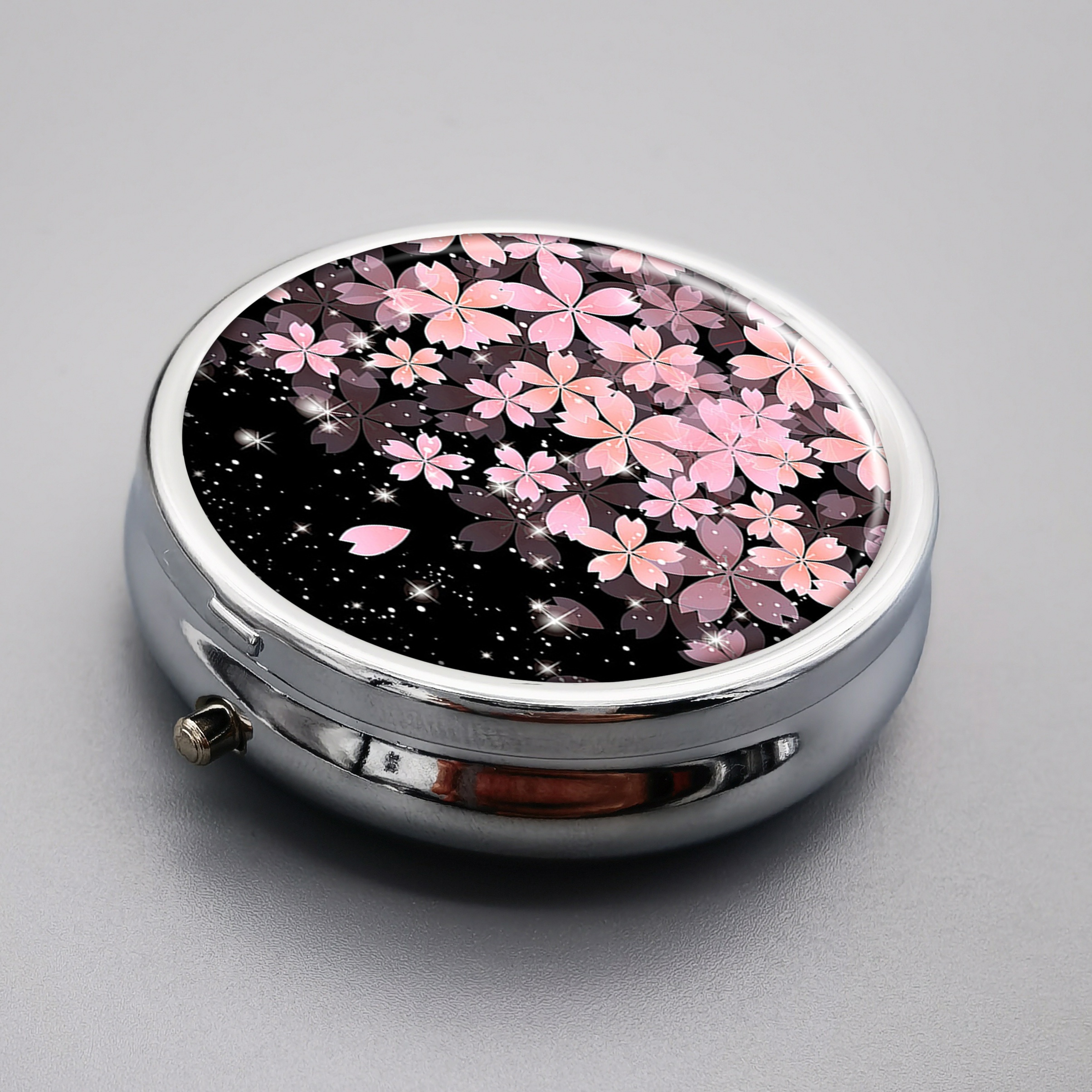 Cherry Flowers Pill Box 3 Compartment Pill Case Portable - Temu Denmark