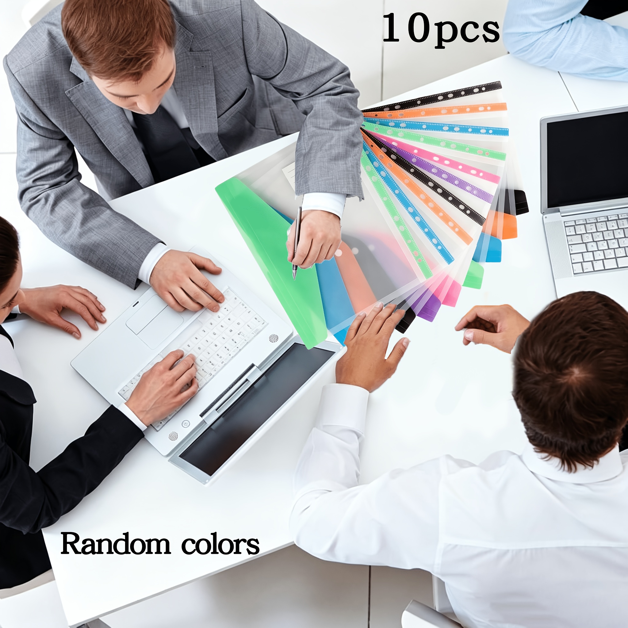 TEMU Arxr 10pcs Clear A4 Expandable File Pouches, Snap Button Document Folders Slot, Fit 3/4/5 Hole Punch Binders, Thick Plastic Paper Storage Bags