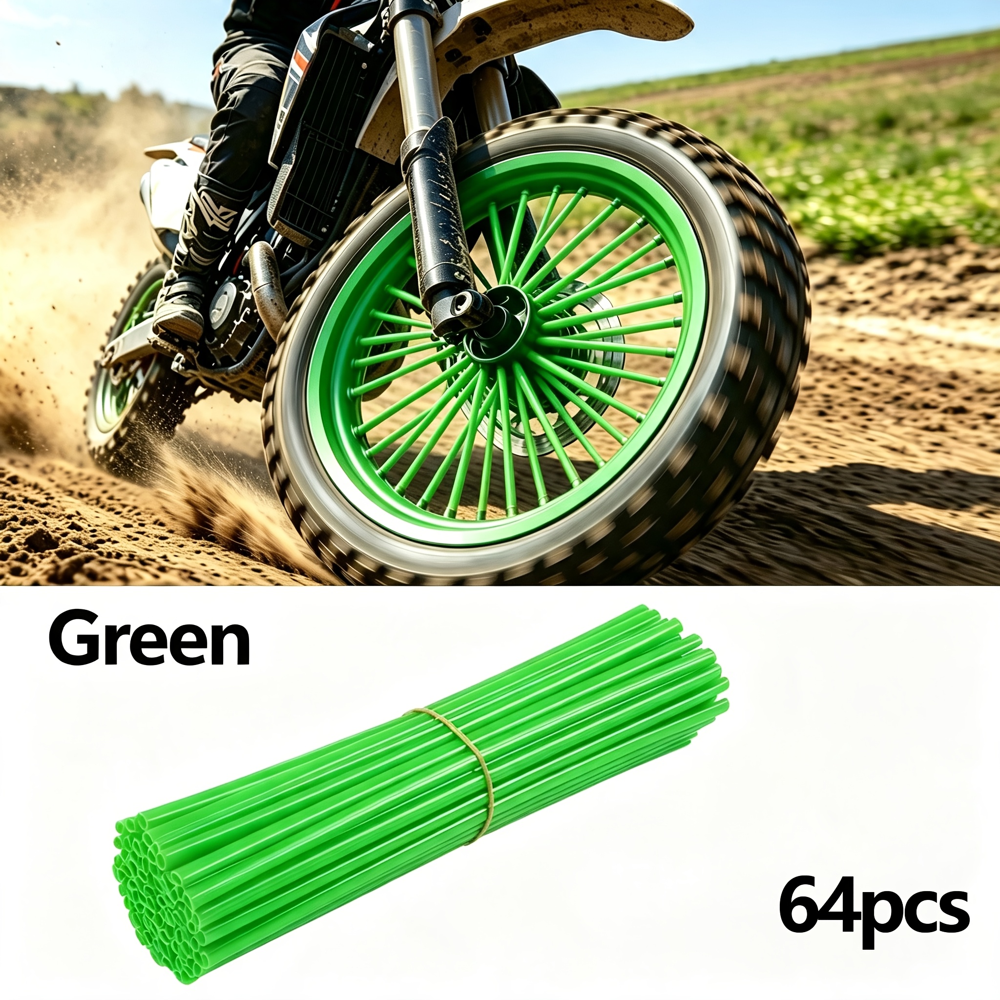 TEMU 64pcs Off-road Motorcycle Spoke Covers, Universal Pipe Decoration Suitable For 8"-21" Wheels, Spoke Rim Wrap Suitable For Off-road Motorcycles,