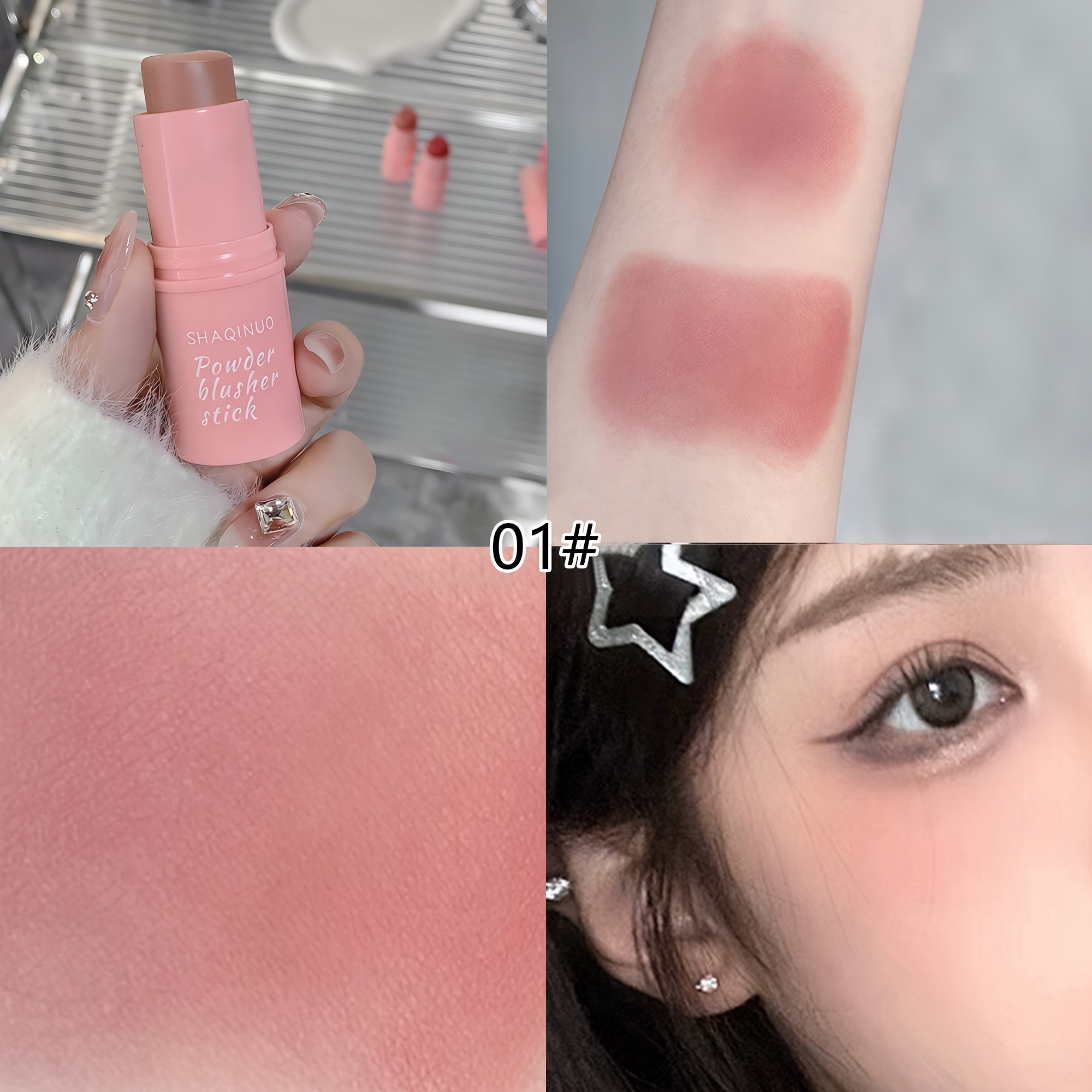 vitality boosting blush stick brightening nude makeup natural waterproof highlighter contouring 3 in 1 translucent   with soft creamy texture plumping   pigmented Product details 1