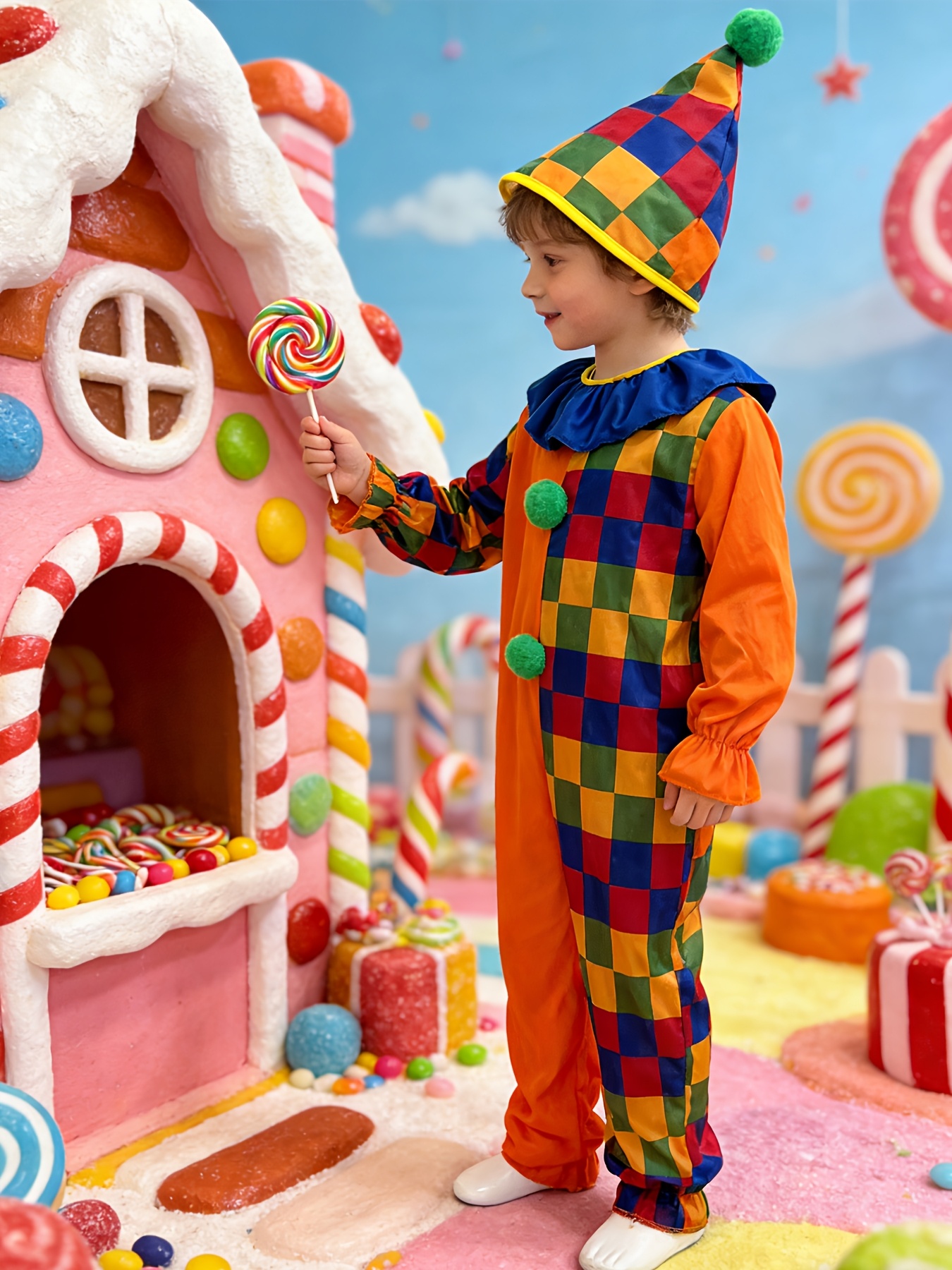 Unisex Plaid Jumpsuit for School Drama