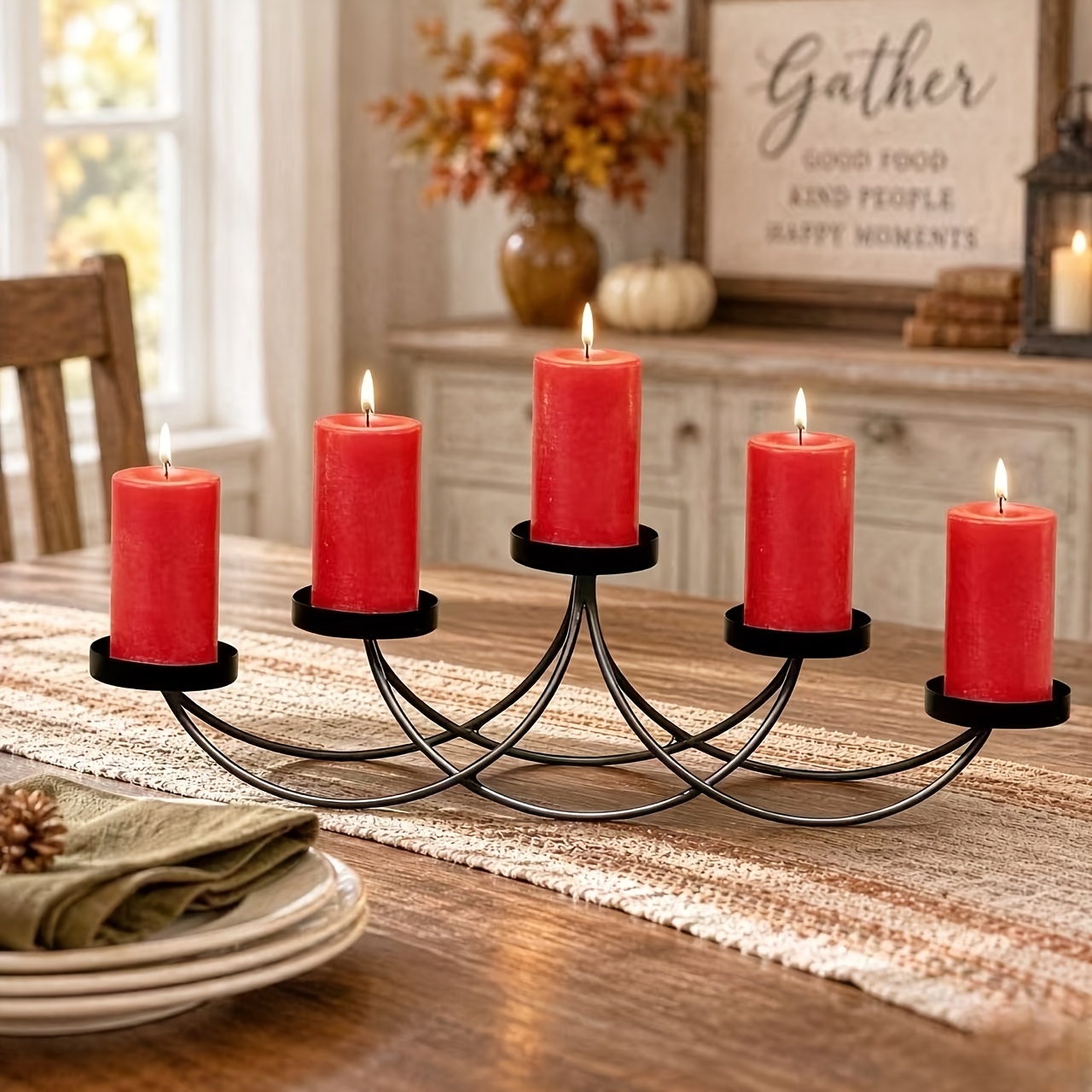 Image of Desktop 5-head Candlestick, Excluding Candles, Suitable For Fireplaces, Entrance Tables, Christmas And Other Decorations
