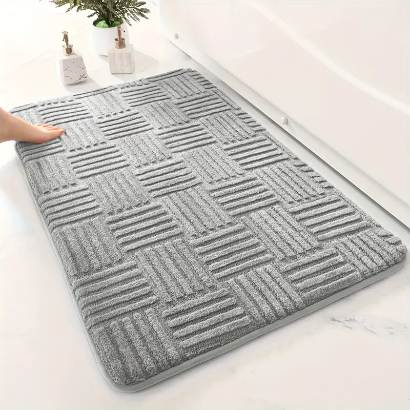 1pc thickened bathroom absorbent mat non slip bathtub rug home entryway carpet solid pattern rectangular lightweight machine made pvc backing polyester hand wash only Product details 1
